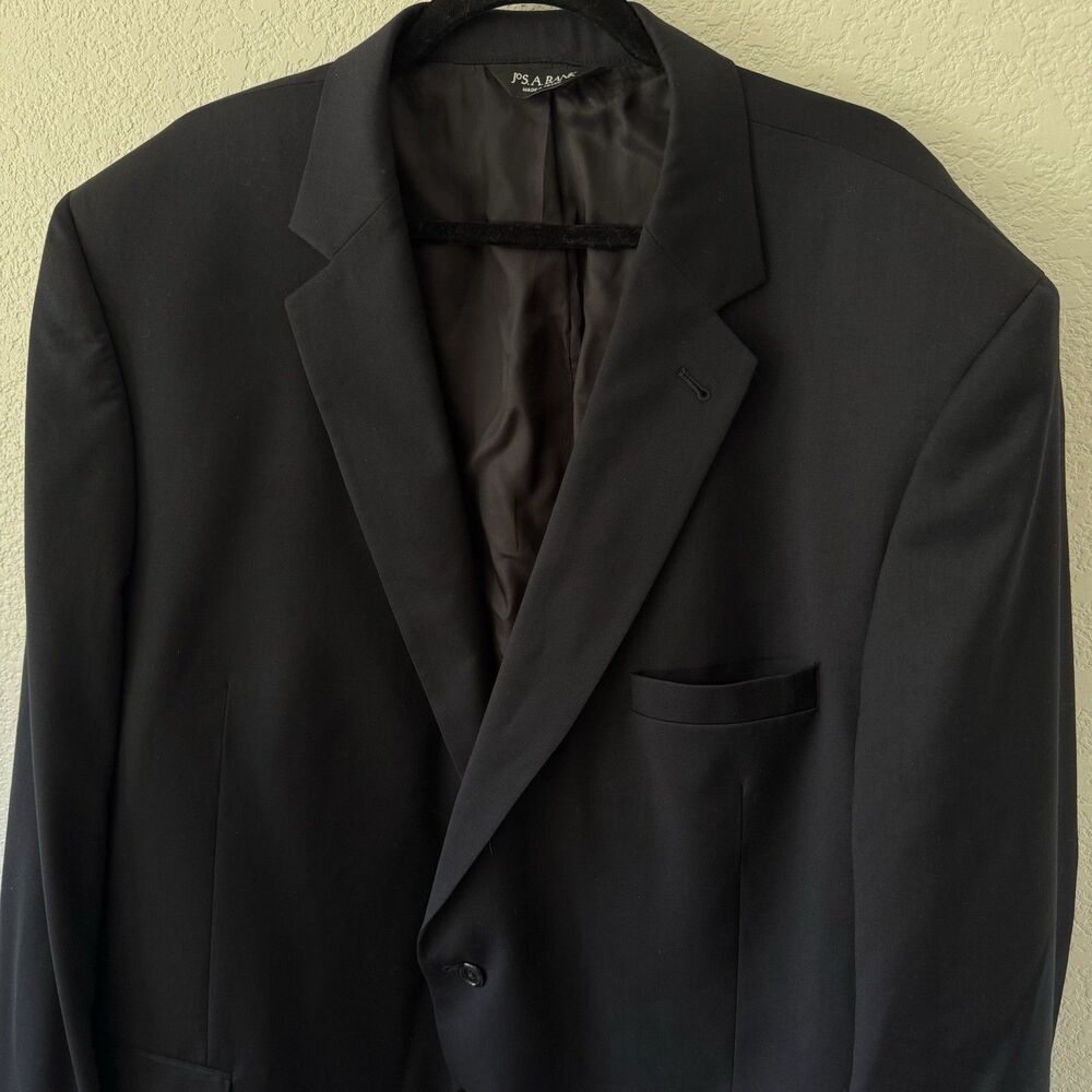 Men’s Black Jos A Bank All Season Wool Blazer Jacket Sport Suit Coat 52 Large